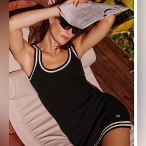 ALO Yoga Black and White Knit Lounge Dress